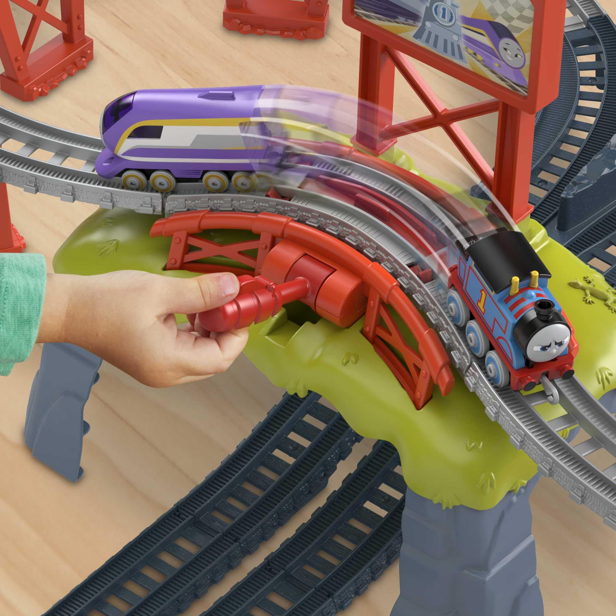 Thomas y sus amigos Carrera Copa de Sodor Pistas para coches de juguete con trenes y accesorios (Mattel HFW03)