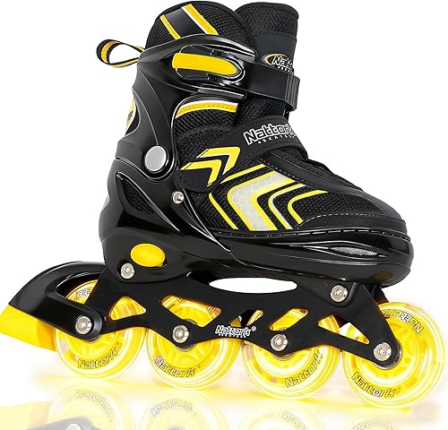 Miniatura 7 de Nattork Patines en línea ajustables para niñas y niños con ruedas completamente iluminadas, patines en línea para principiantes para niños y jóvenes