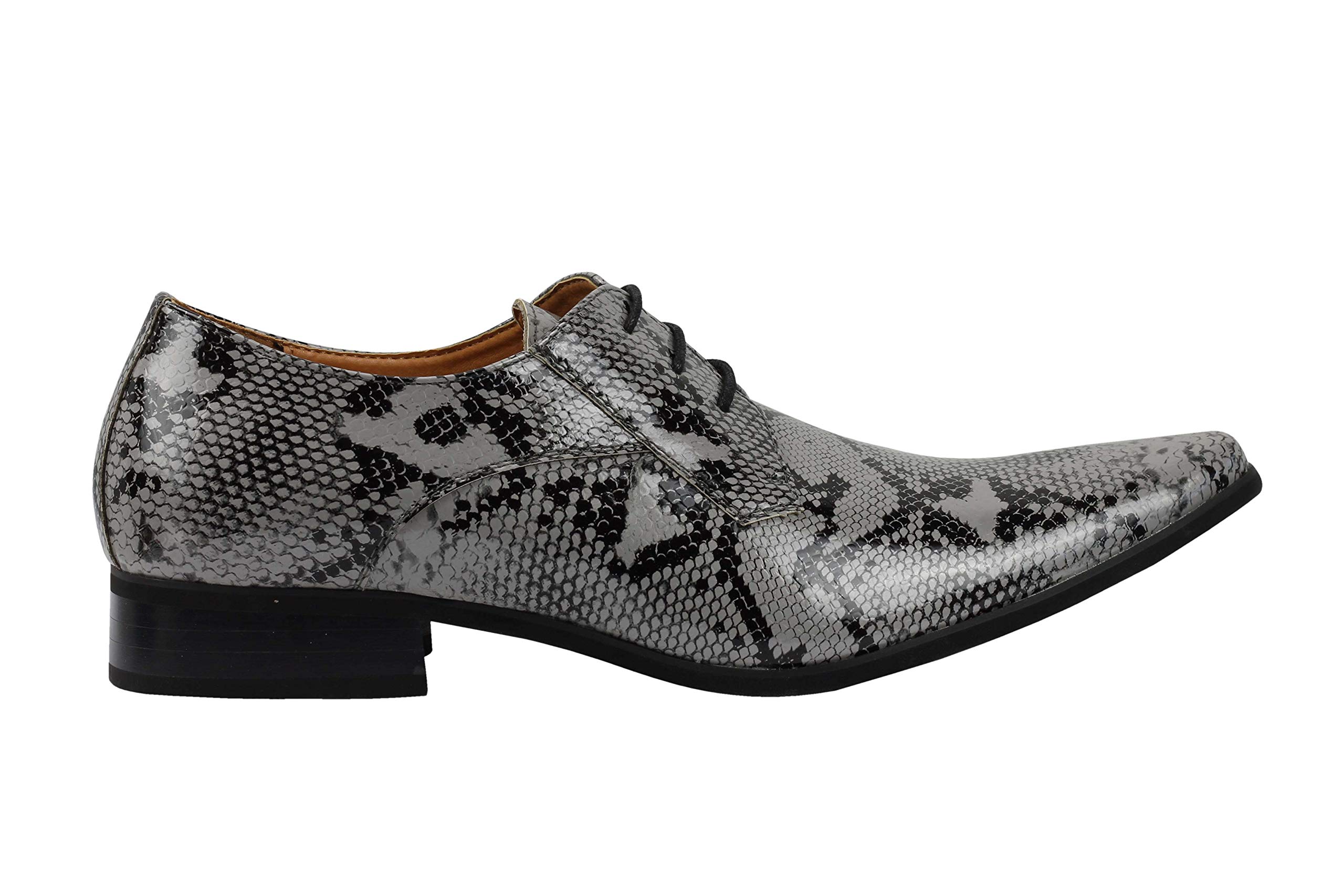 Xposed Chaussures rétro pour Homme en Cuir Verni Brillant avec imprimé Peau de Serpent