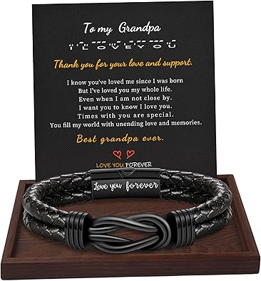 Gifts for Men Leather Bracelet Brown Braided Forever I Love You Gifts for Him Infinity Cuff Bracelets Birthday Gifts for Boyfriend Son Grandson Husband Dad Mens Fathers Day Gift