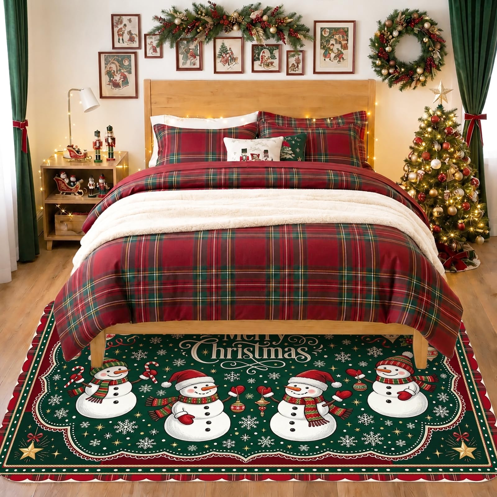 Merry Christmas - Alfombra de área con cita de muñeco de nieve de 5 x 7