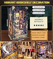 Vista 6 de Spilay Kit de bricolaje para casa de muñecas, kit de estantería de bricolaje, kit de construcción de modelos de sujetalibros, regalos