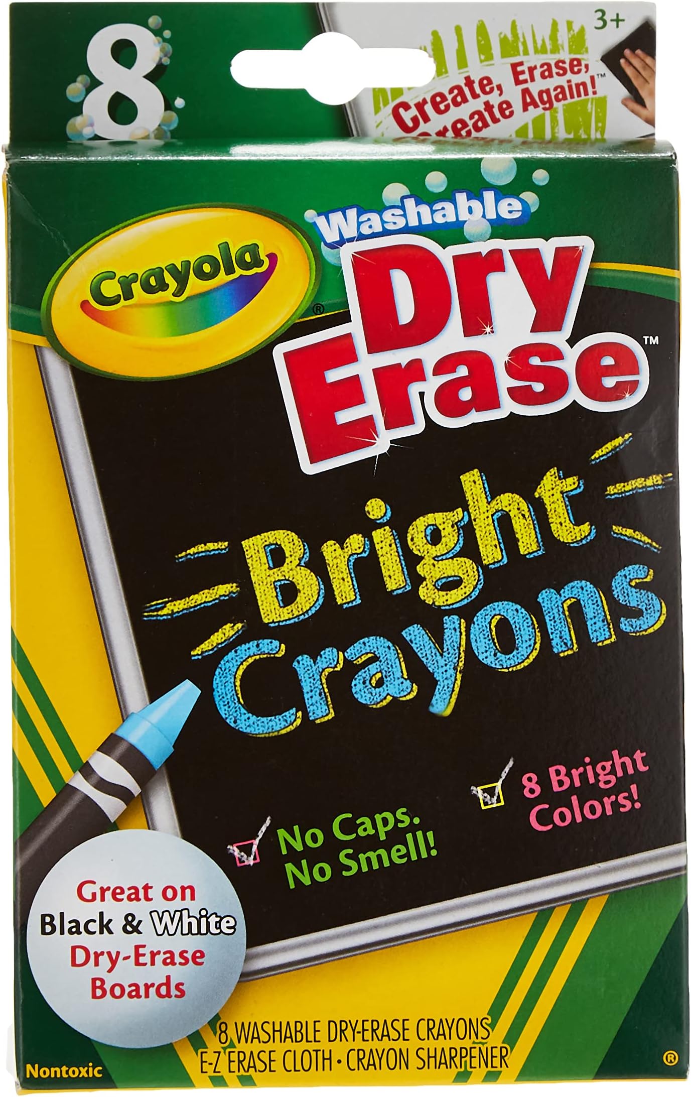 Dry-Erase Bright Crayons, 8 count