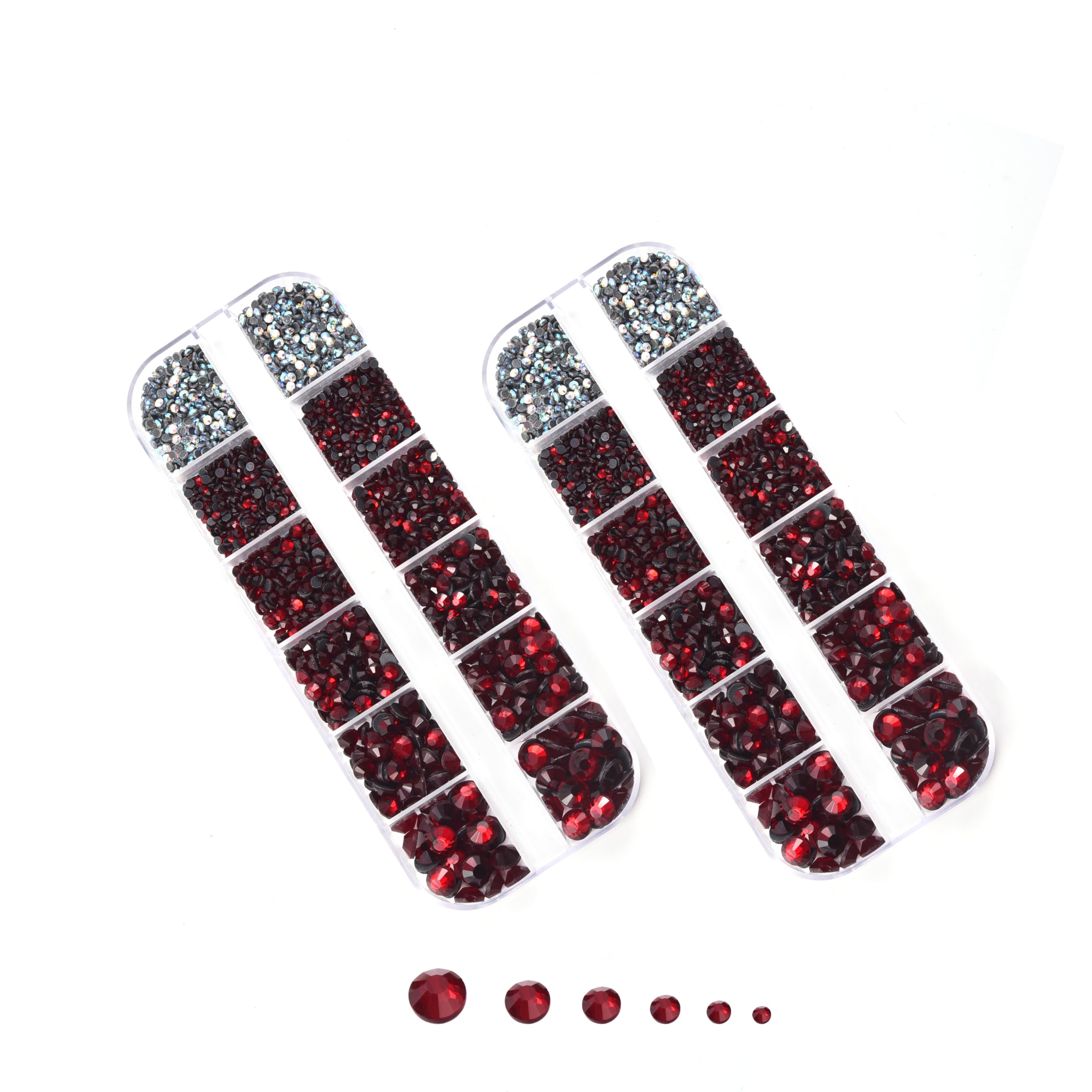 BLINGINBOX DMC Hotfix Rhinestone 2 Box Total 5200 Pieces Mixed Size Round Crystals Glass Gems for Costume Jewelry Making(Dark Siam)
