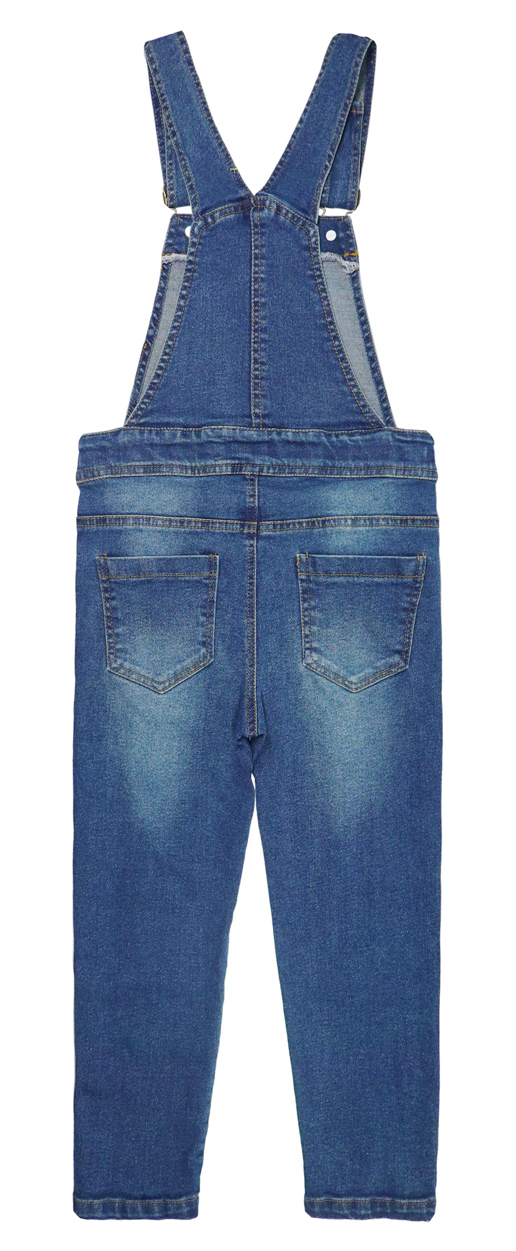 KIDSCOOL SPACE Salopette en jean pour fille, grande poche à rabat lavée, combinaison extensible douce