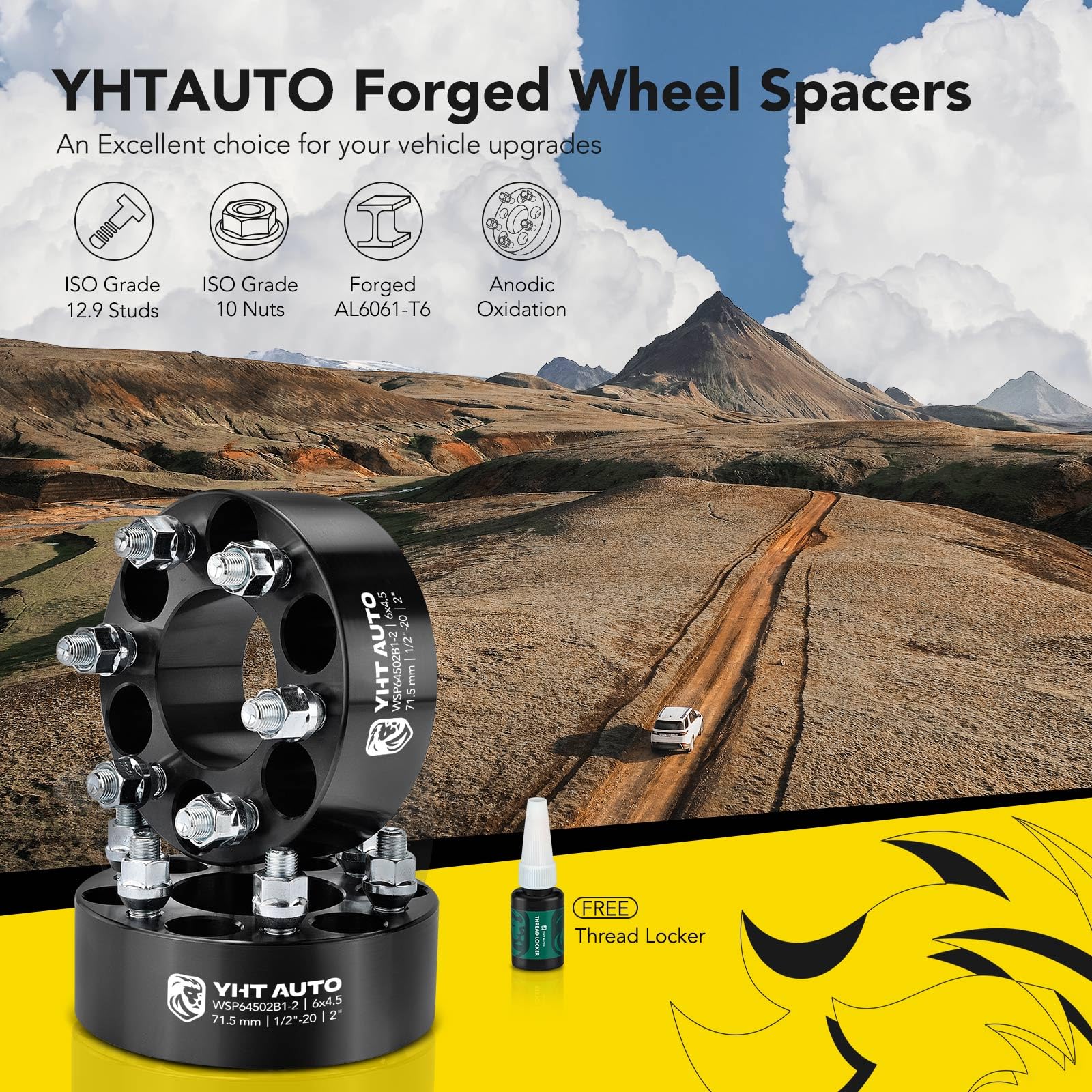YHTAUTO 2" Wheel Spacers 6x4.5 Lug – Hubcentric 66.1mm For Nissan Frontier, Pathfinder, Xterra