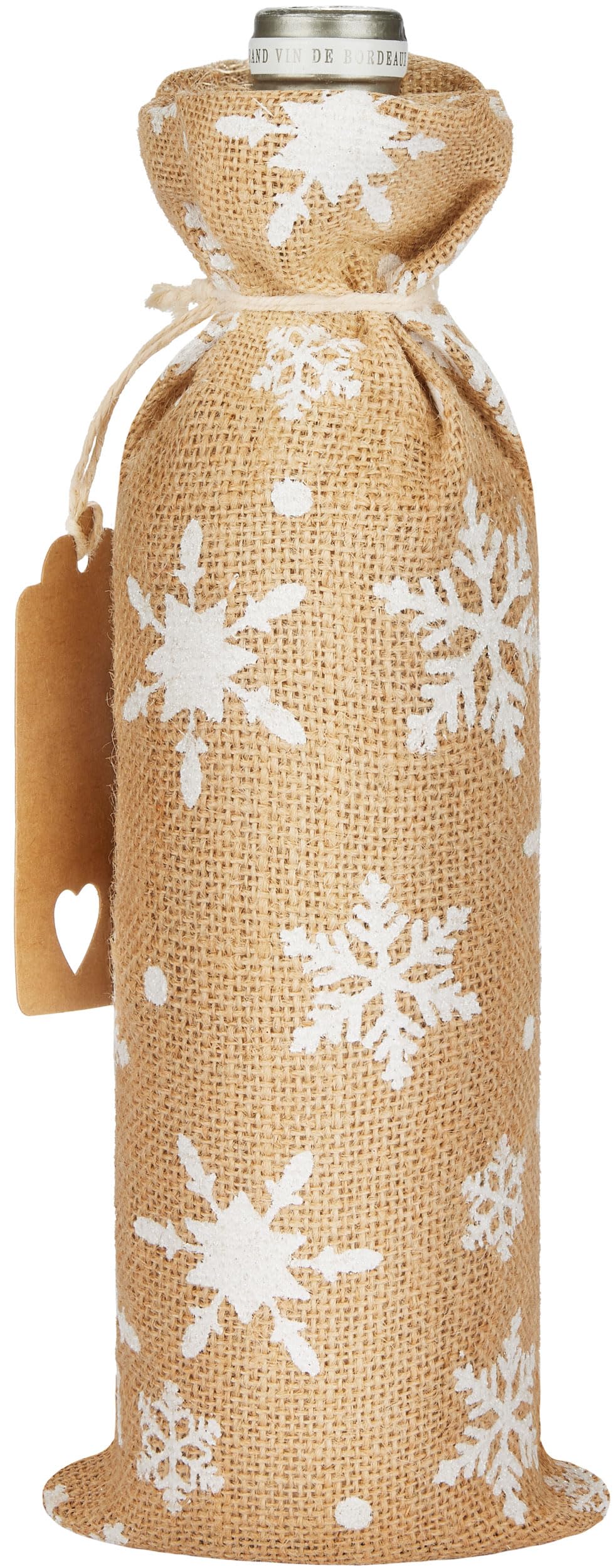 BRUBAKER 15er Set Weinbeutel für Weihnachten - Schneeflocken Weiß