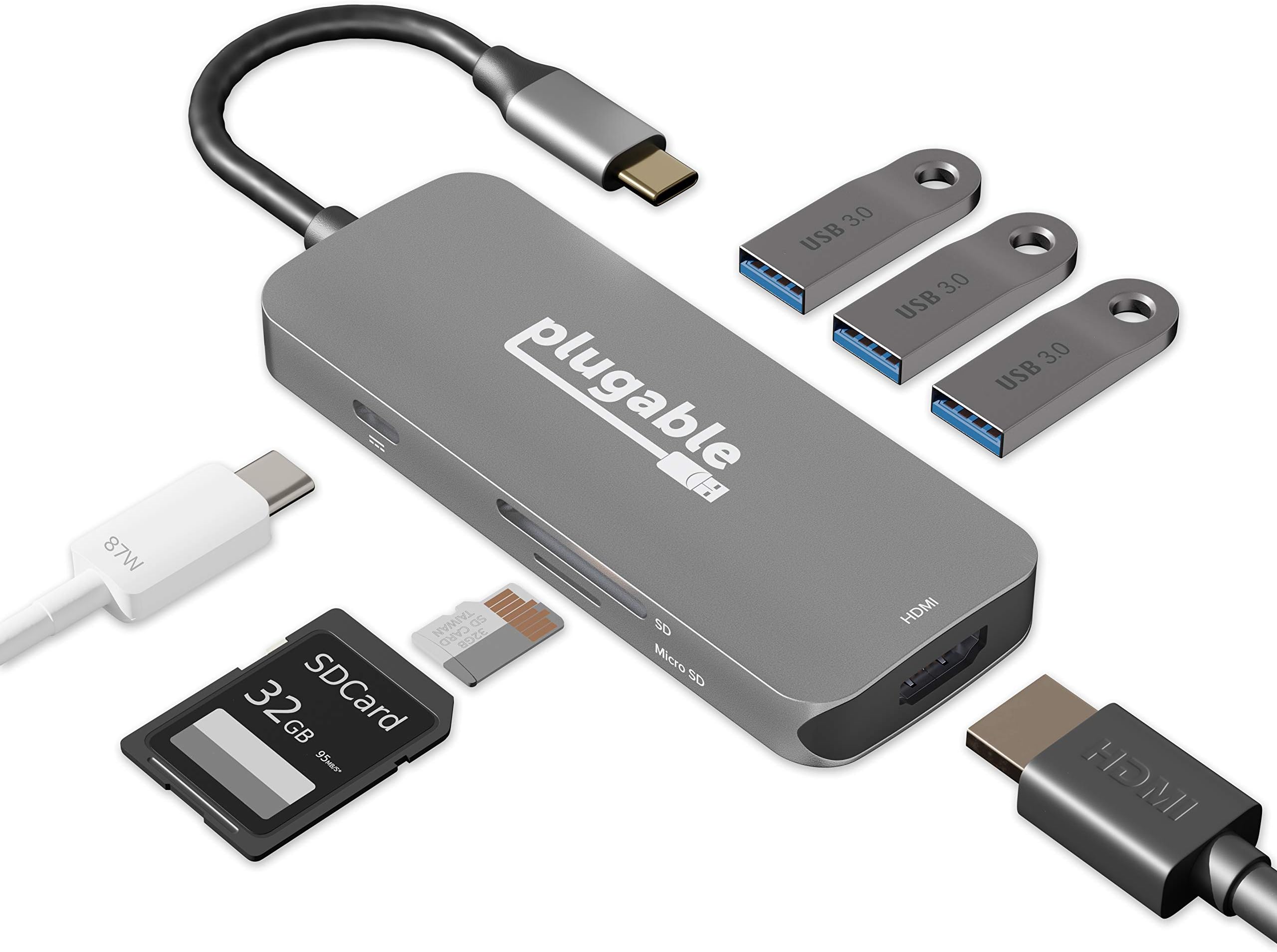Amazon Plugable USBC ハブ 7in1 USBC 対応マルチアダプター イーサネット付（4K HDMI、USB
