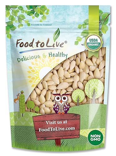 Food to Live Almendras enteras blanqueadas orgánicas, 2.5 libras, sin OMG, crudas, sin pasteurizar, sin sal, keto, paleo, kosher, a granel, alto en
