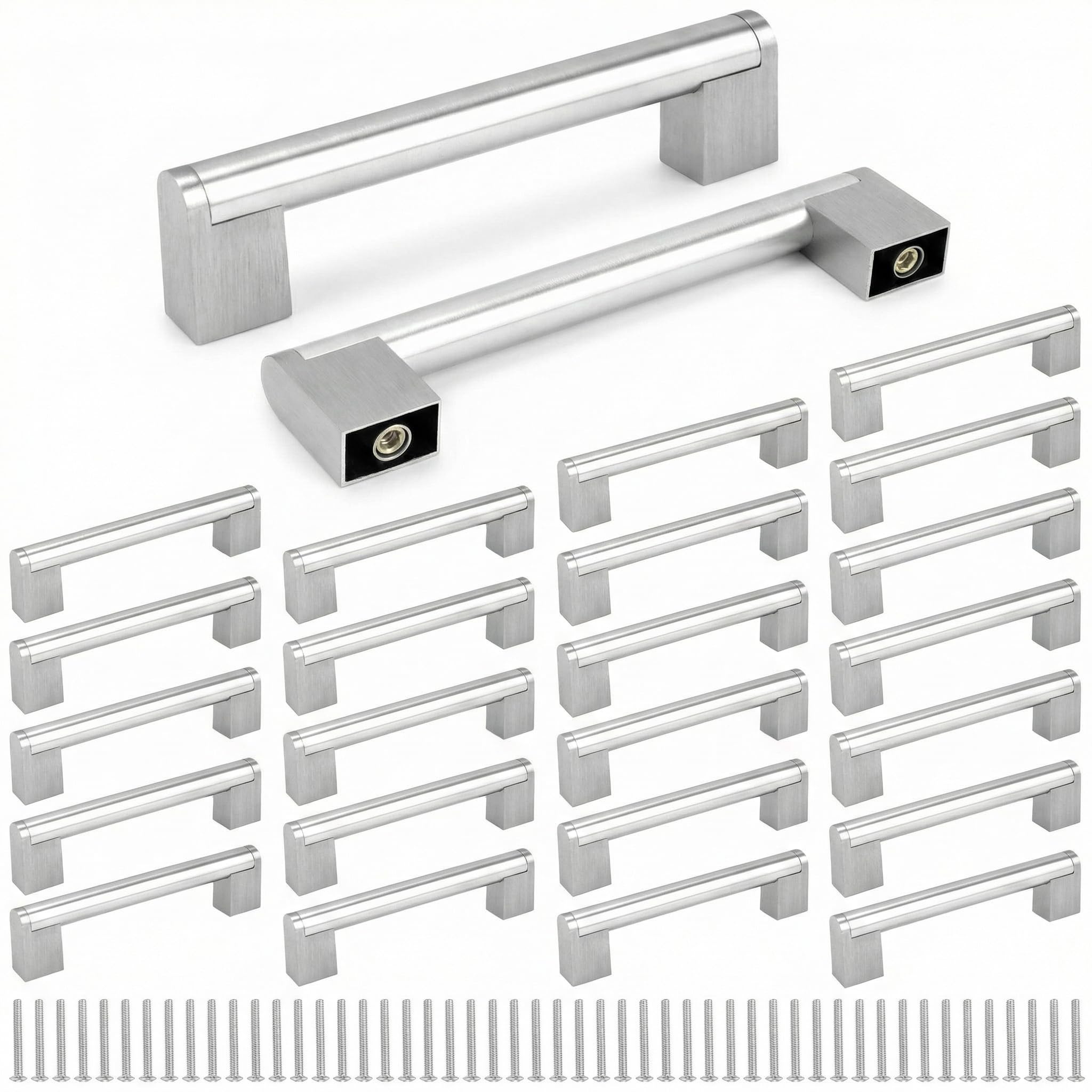 Tiradores para armarios de cocina de acero inoxidable y 150mm en pack de 25 piezas QWORK