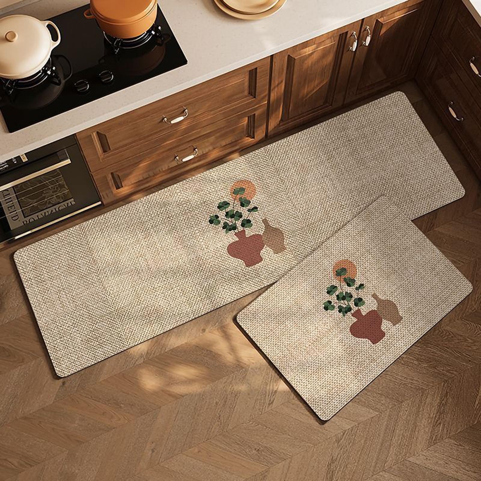 Tapete de cocina lavable 60x180 cm tapete decorativo floral absorbente y antideslizante