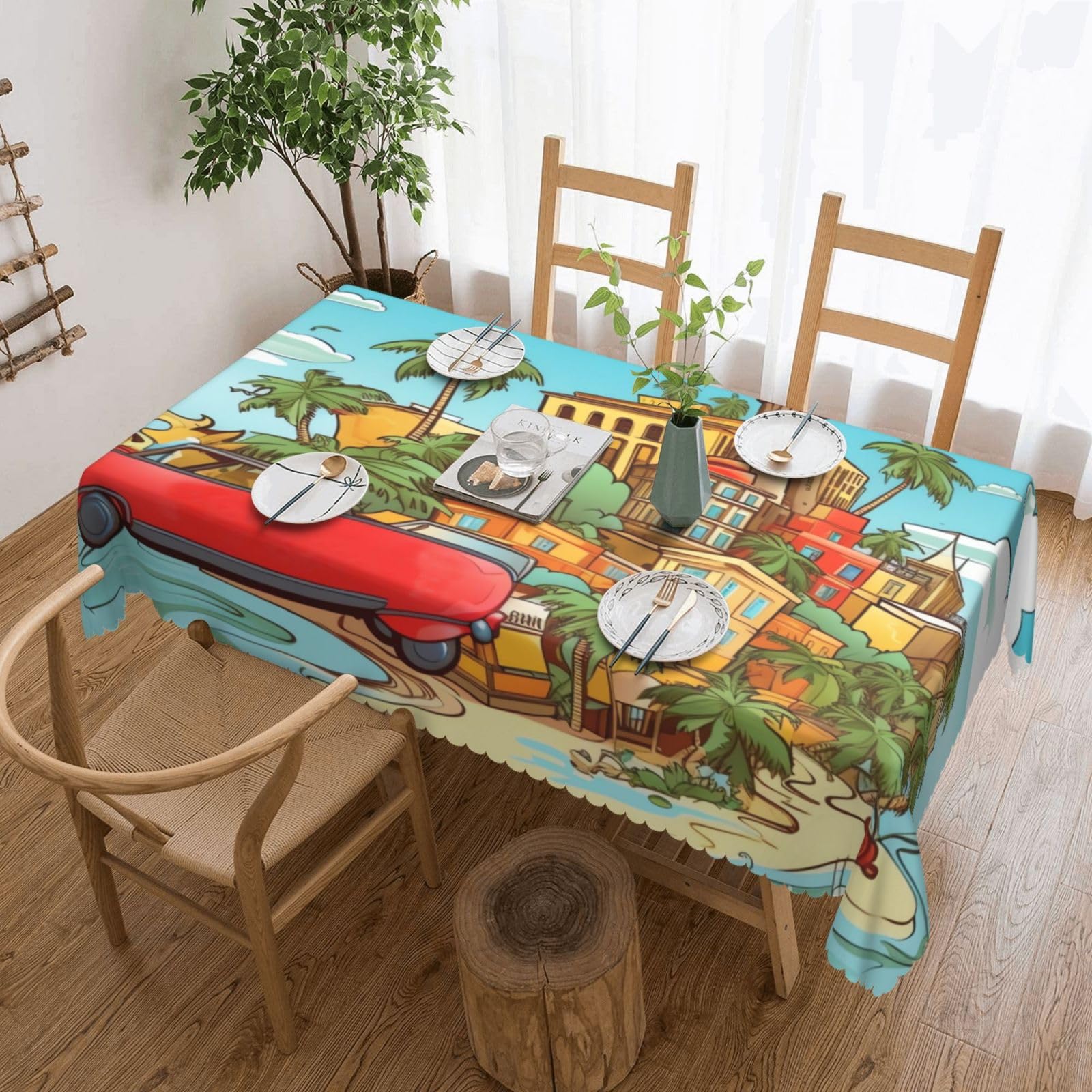 Nappe rectangulaire Cuba imperméable : finie la corvée des taches sur la table