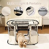 Vista 5 de Corralito para perros con almohadilla impermeable, jaulas portátiles para perros medianos, jaulas para perros de malla transpirable plegable, casa