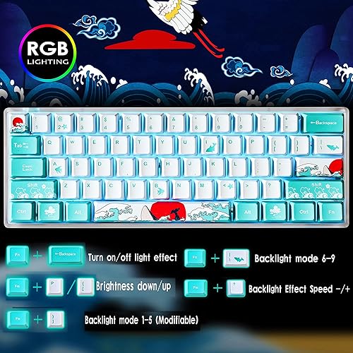 Miniatura 5 de Guffercty kred Teclado mecánico Gk61 60 SK61 personalizado intercambiable en caliente 60 teclado para juegos con cable RGB retroiluminado tipo C