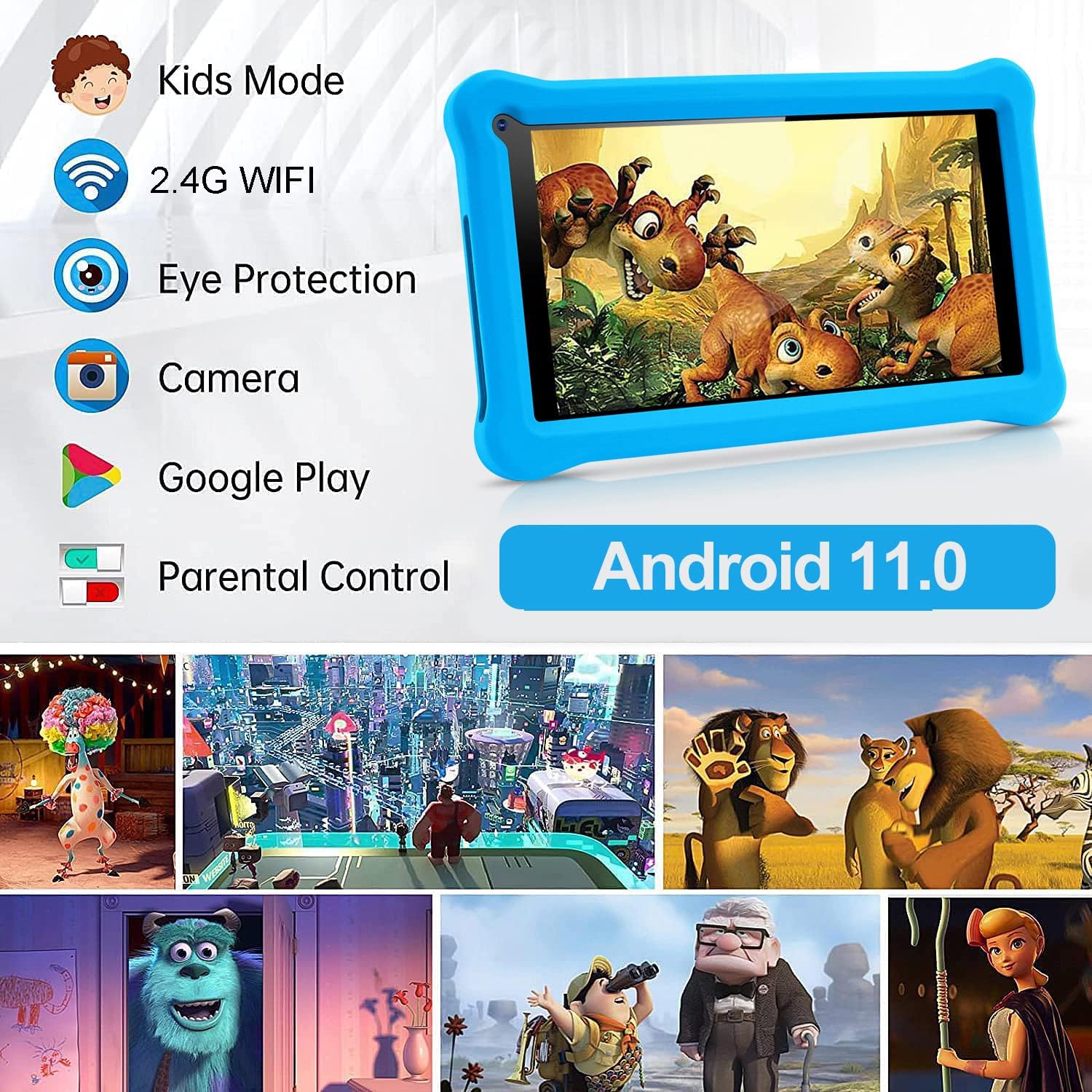 SANNUO Tablet per Bambini 7 Pollici, Android 11 Tablet, 3GB RAM 32GB ROM(128GB Espandibili) con Controllo Parentale, WiFi, Bluetooth, App preinstallate per Kids Tablet PC con Custodia (Blu) SANNUO Tablet per Bambini 7 Pollici, Android 11 Tablet, 3GB RAM 32GB ROM(128GB Espandibili) con Controllo Parentale, WiFi, Bluetooth, App preinstallate per Kids Tablet PC con Custodia (Blu)