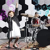 Vista 7 de Paquete de 18 paneles acústicos hexagonales, paneles absorbentes de sonido de alta densidad de 12 x 10 x 0.4 pulgadas, paneles de pared