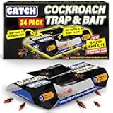 Roach Traps Indoor (24 Pack), Sticky Baited Cockroach Traps, Roach Killer Indoor Infestation, Adhesvie Glue Traps for Roaches, Insects, Home Bug Ant Spider Cricket, Child & Pet Friendly