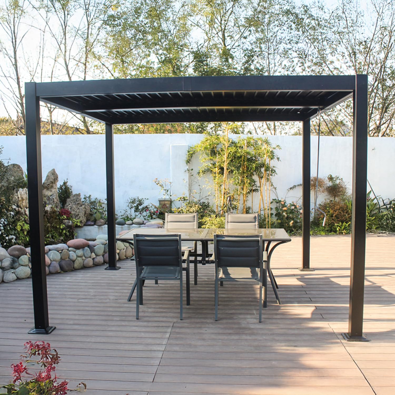 Pergola Bioclimatique CORFU Noir 3x3 m