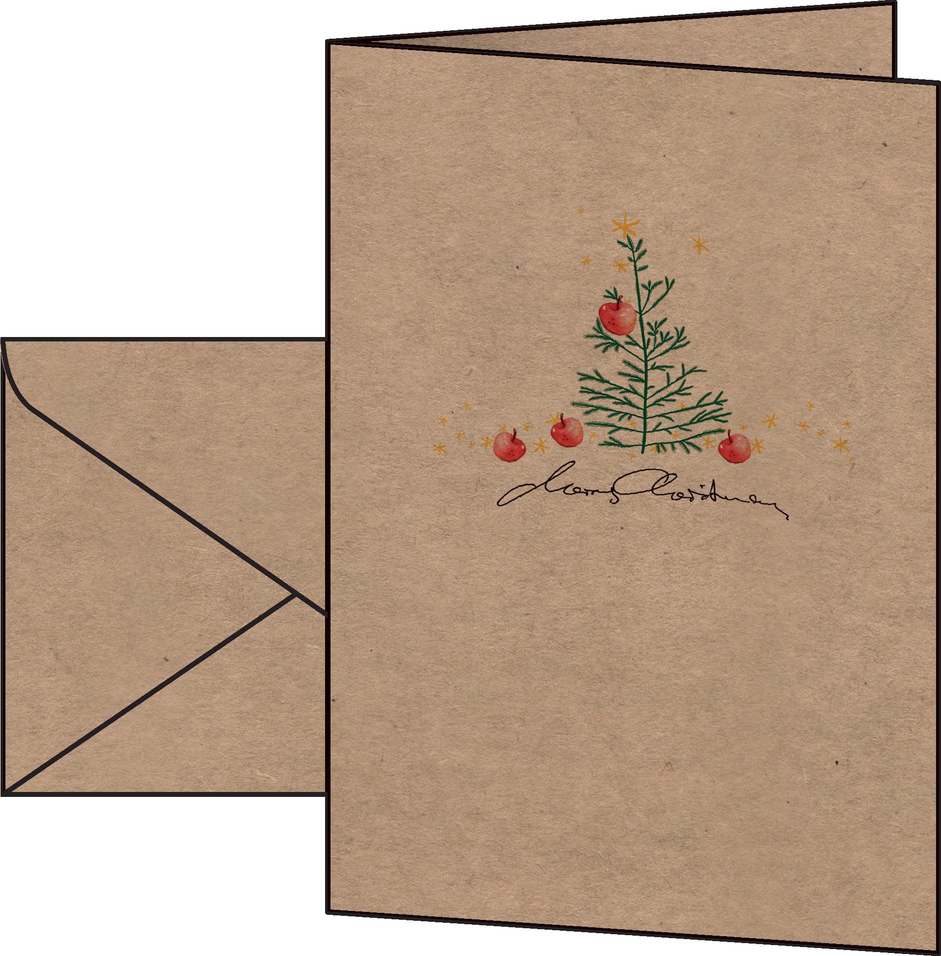 SIGEL DS075 Weihnachts-Karten Set mit Umschlag,, A6, Kraftpapier, 10 Stück 