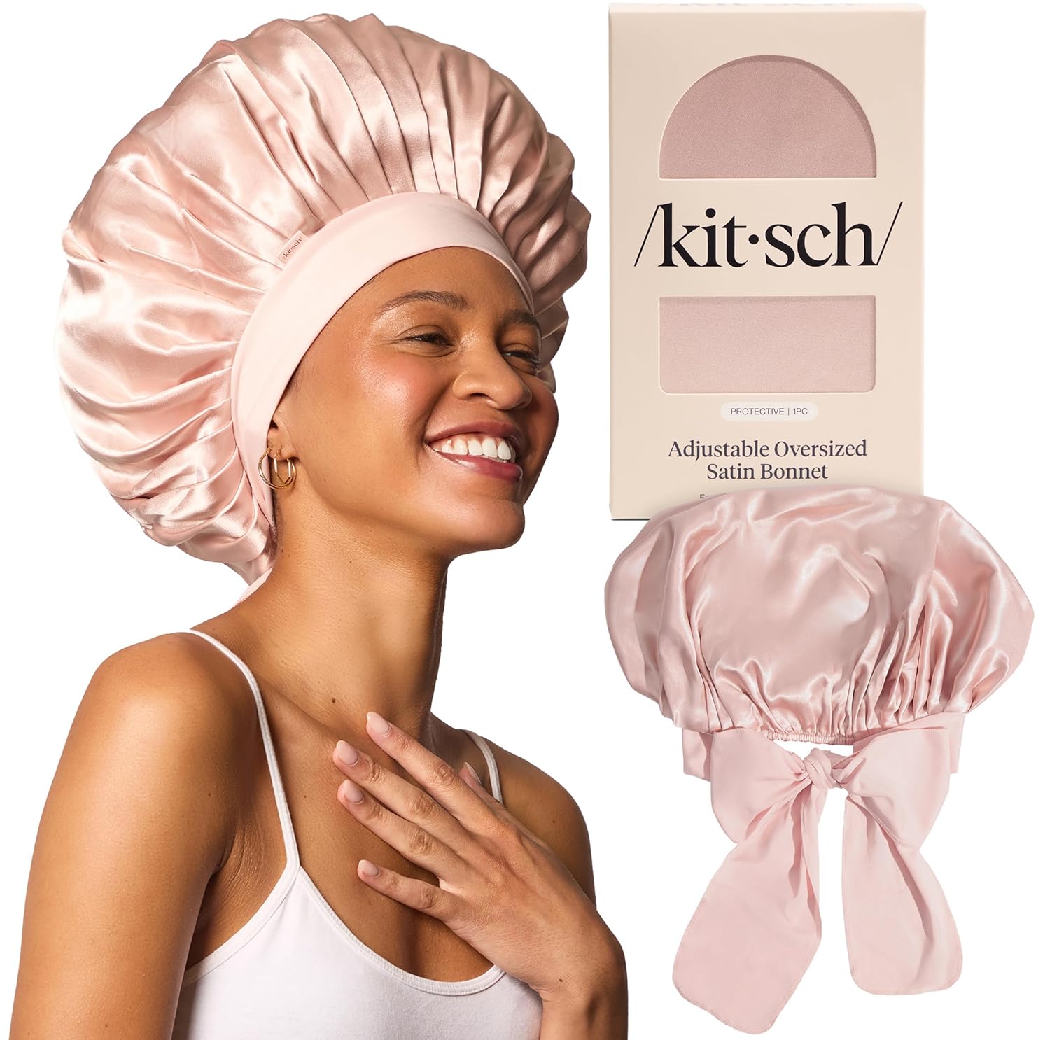Kitsch XL Satin Bonnet for Sleeping - Softer Than Silk Bonnet For Sleeping Women - Secure Fit Adjustable