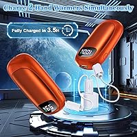 Vista 5 de Hand Warmers Rechargeable 2 Pack, Electric Dual-Sided Heating with LED Display & Flashlight, Max 127℉, 13Hrs Long Lasting Pocket Heater for