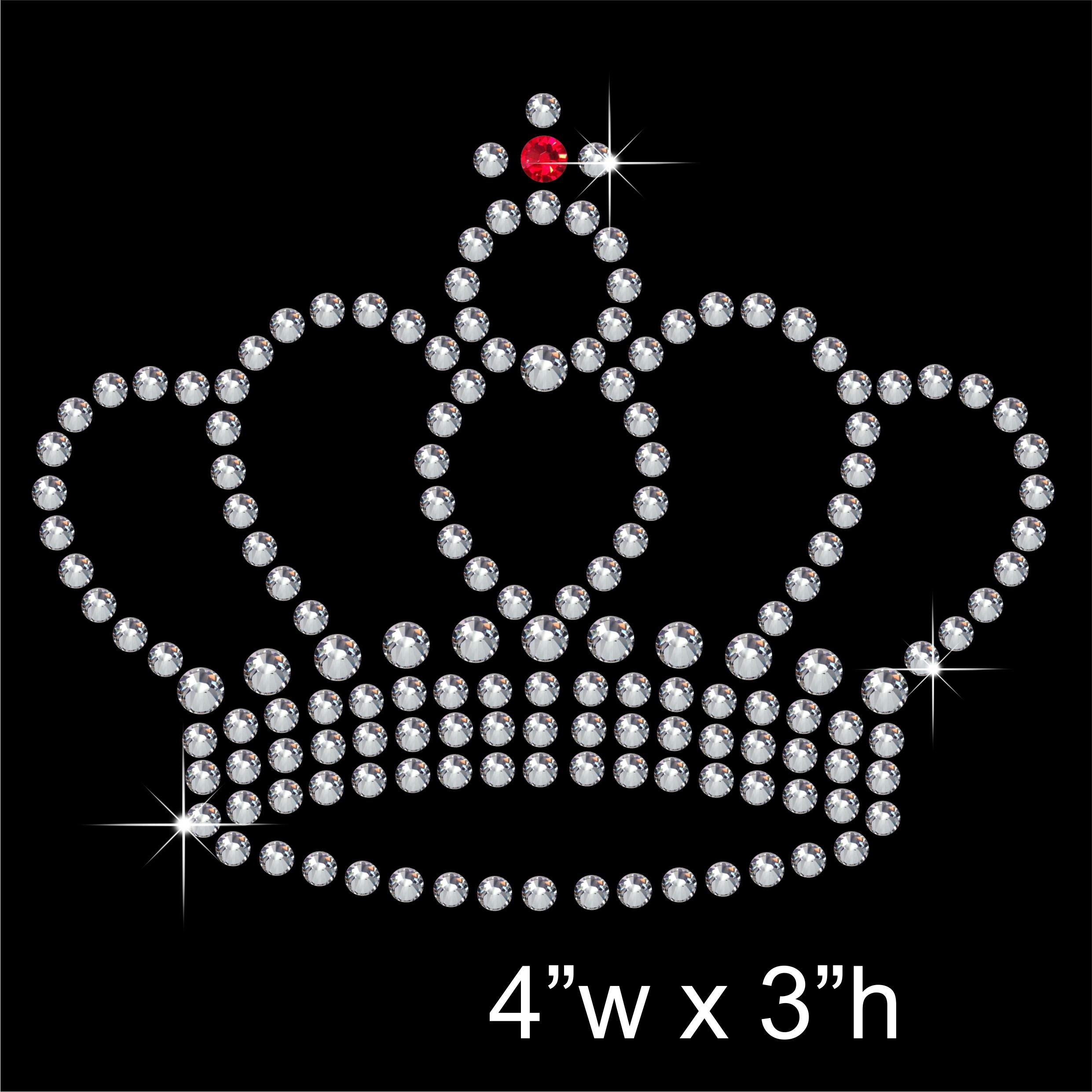 TShirt Showroom Crown Tiara 4 x 3 Hotfix Rhinestone Diamante Iron on Transfer Motif Applique