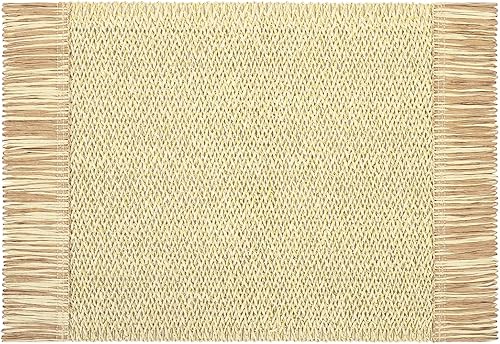 Miniatura 7 de SHACOS 4 manteles individuales trenzados de papel con borlas, bohemios, naturales, rústicos, de paja para cena, boda, fiesta, playa, granja,