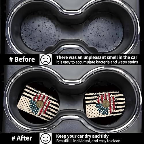 Miniatura 4 de Posavasos de automóvil para portavasos de automóvil, bonitos accesorios de automóvil para interior de mujer, 2 posavasos para automóvil, tapete de
