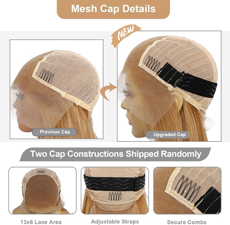 Sapphirewigs Hosszú Egyenes Paróka - Sárgásbarna, 66 cm, Hőálló Szintetikus Haj, 13x6 Csipke Előrész, 150% Dússág, Partikra és Hétköznapi Vi