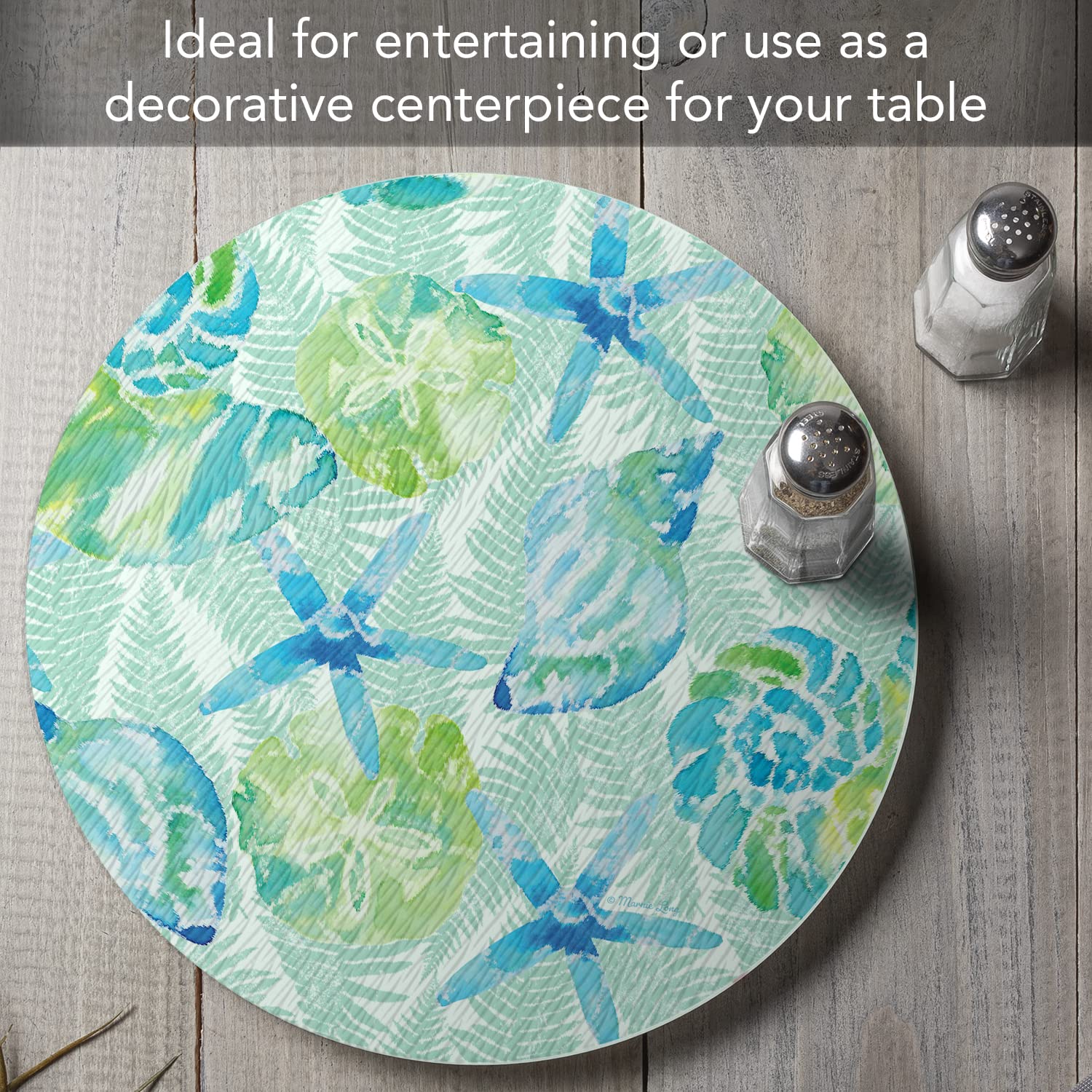 CounterArt Isla Mona Coastal 4mm Tempered Glass Lazy Susan Turntable 13