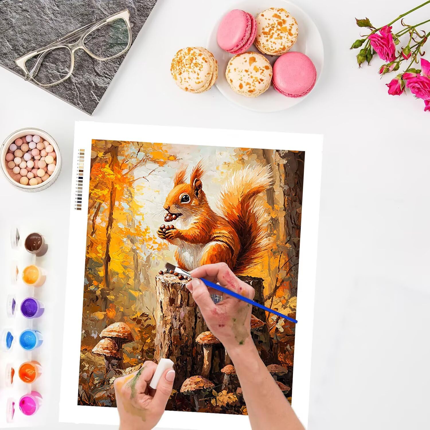 Eichhörnchen im Wald Malen Nach Zahlen Erwachsene Anfänger, 80x100cm c-826 | Handgemalt Ölgemälde Kit für Mädchen Jungen ab 7 8 9 Jahre, Rahmenlos, für die Wanddekoration zu Hause, DIY Acrylmalerei