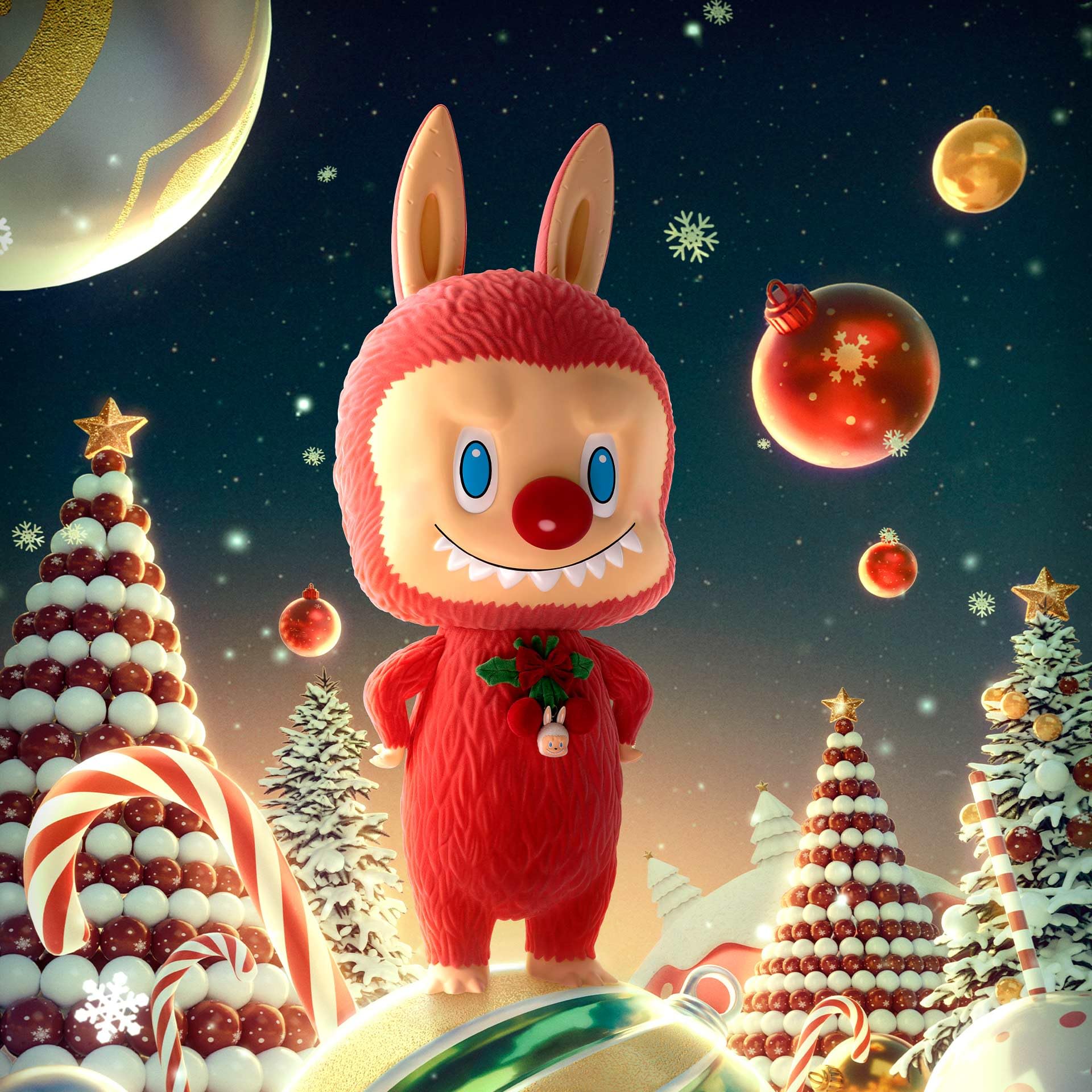 Amazon.com: POP MART MEGA LABUBU TEC 1000% Winter Holiday 31.22in