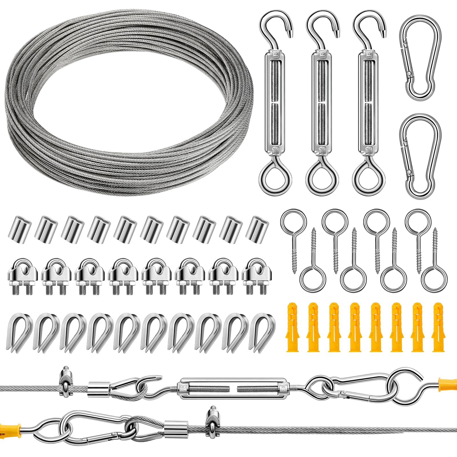 sonnensegel befestigung drahtseil 3mm 20m Set,304 Edelstahl Drahtseil PVC-Spanndraht,Sonnensegel Befestigung,Für String Light Suspension,Wäscheleine,Gardinenseil,Kletterpflanzen, Zaun,Garten ﻿ Gewerbe, Industrie & Wissenschaft Size (US M):10 Yoji Shinkawa's concept art Full Suspension