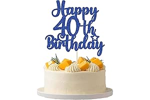 Cheers To 40 Years Blue Glitter Cake Toppers