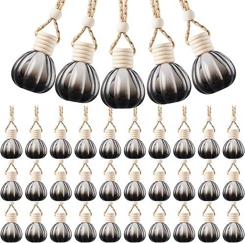 Miniatura 7 de BBTO Ambientador colgante para automóvil, botella de perfume de vidrio vacía, difusor de botella de perfume para aceites esenciales, fragancia,