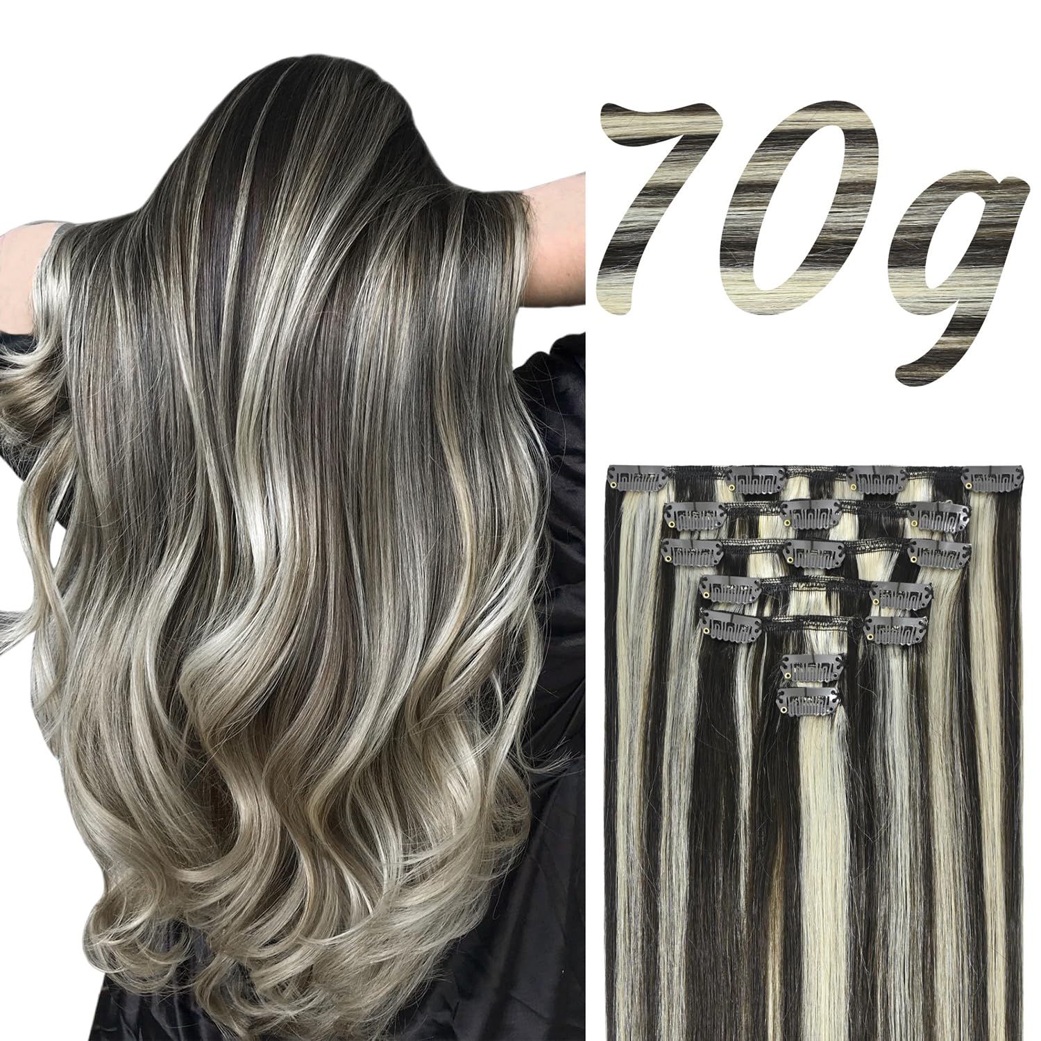 WindTouch Clip in Hair Extensions Human Hair, 15 Inch 75g #4 Medium Brown Hair Extensions for Women Real Human Hair Clip in, Remy Human Hair Extensions Clip ins, Soft Natural Straight — view 40