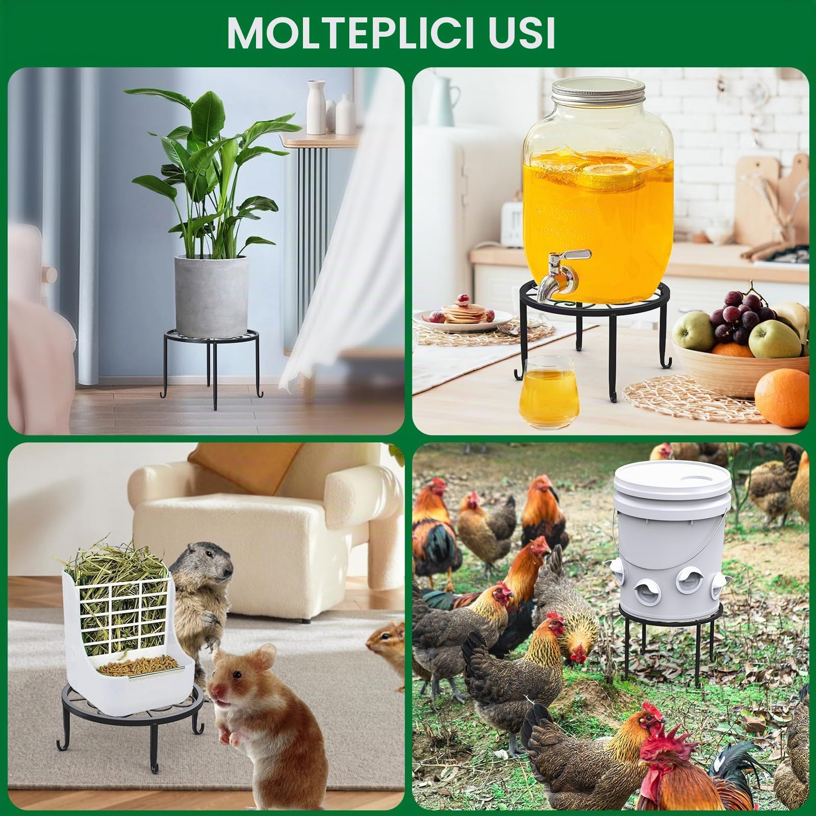 5 Retro Metal Rack Rotonda in Ferro Battuto, STLOVe Flower Pot Iron Plant Stand, Scaffali per Fiori in Metallo, Supporti Pentole Calde o Teiera, Mensola Piante, Interno Esterni Giardino Casa Camera