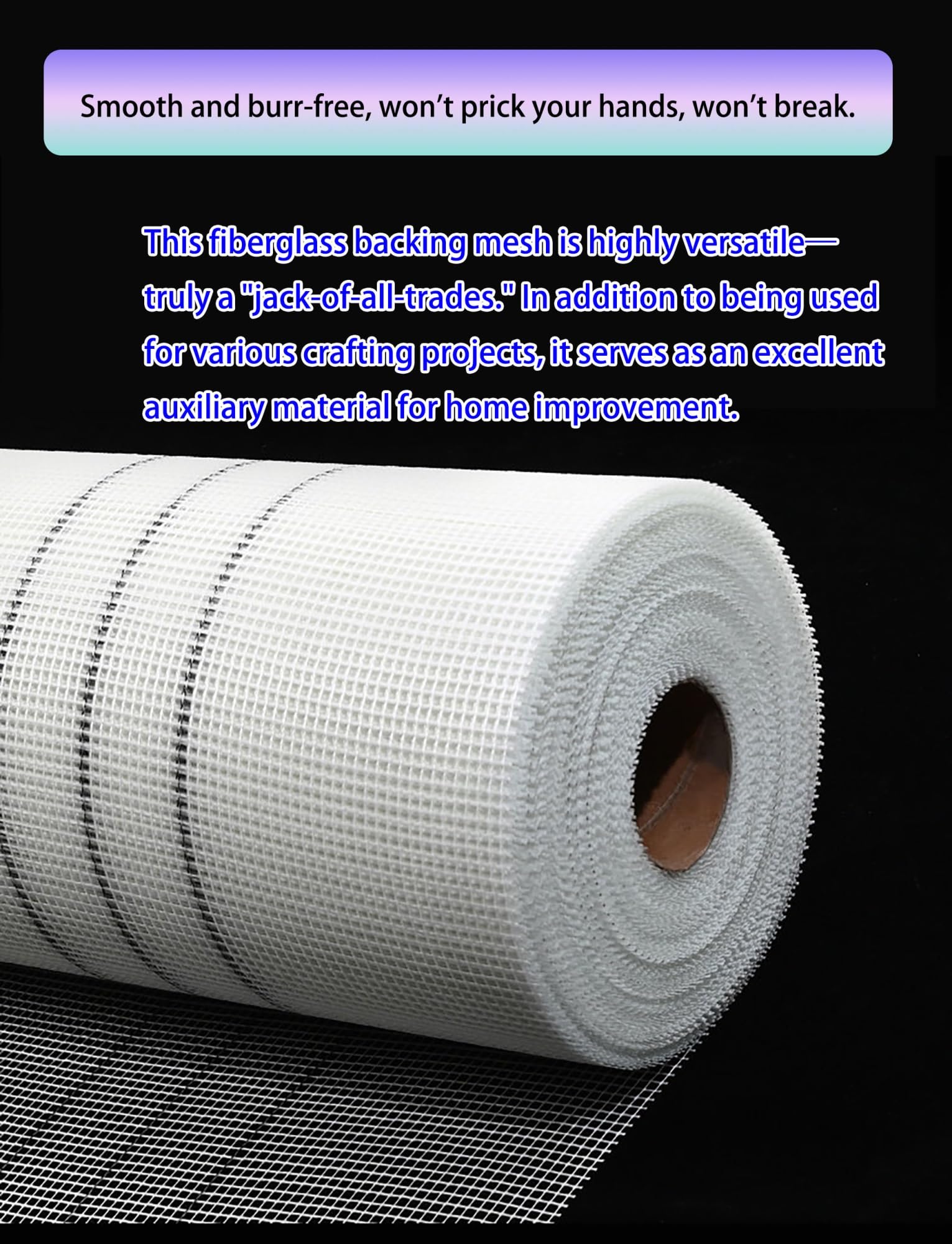 Rotolo di rinforzo in rete in fibra di vetro – Rete for intonaco e cartongesso resistente agli alcali for la riparazione e l'isolamento di crepe nelle pareti(7mm/1x24 meters)