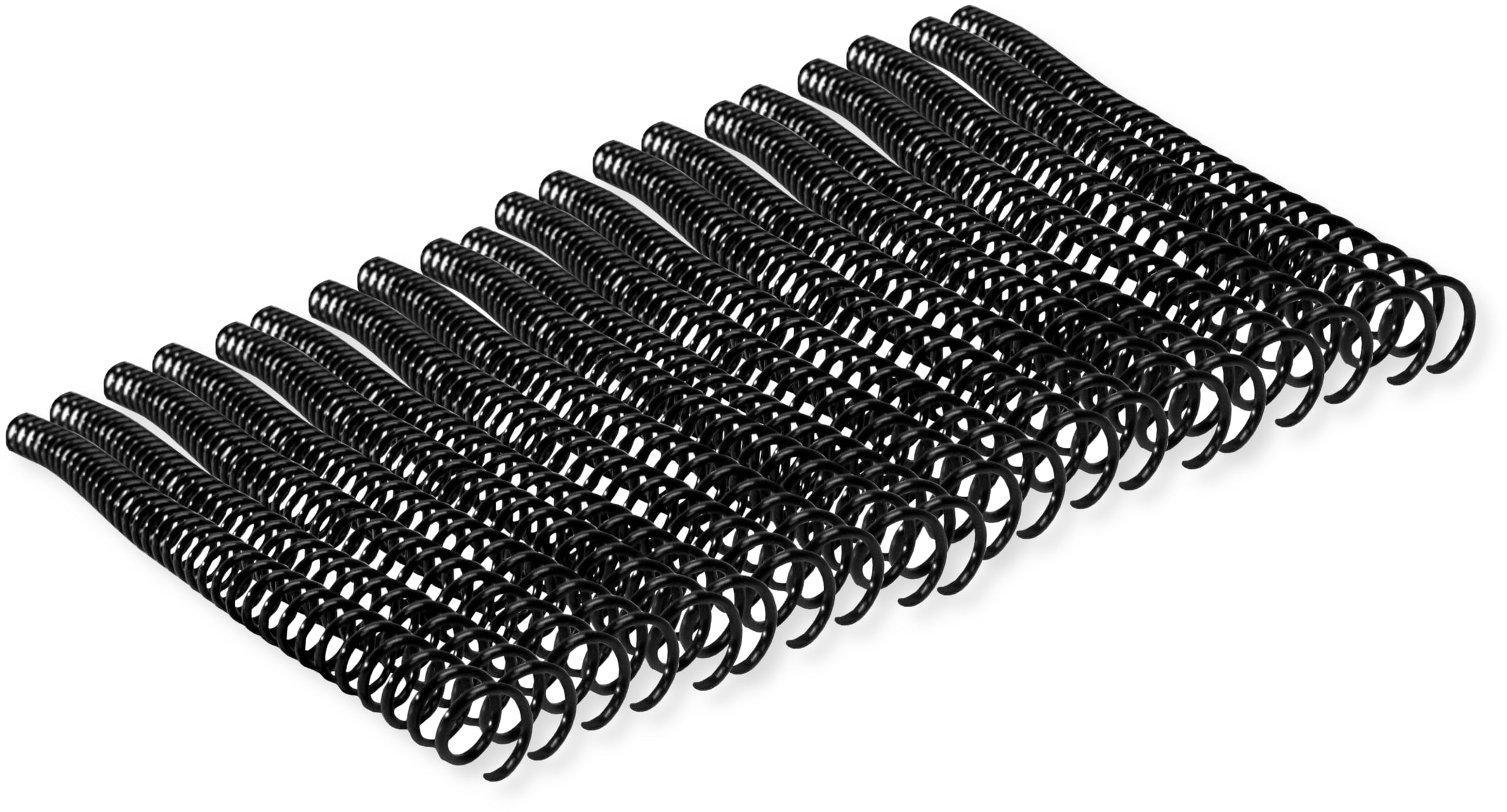 EC10BK-144 Confezione da 100 bobine di rilegatura a spirale, colore nero, bobine da 10 mm, passo 4:1, capacità fino a 80 fogli, dorso in plastica, lunghezza 91 cm, 144 anelli