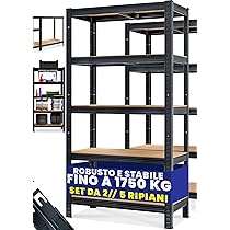 Monzana® 2X Scaffali per Carichi Pesanti 180x90x40cm 1750kg 10 Pannelli MDF Mensole Cantine Magazzini Ripiani Metallo