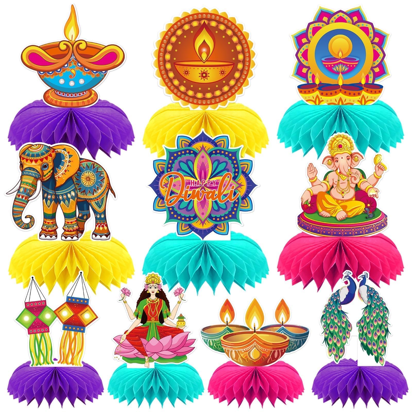 DTOFOOT 10Pcs Diwali Honeycomb Centerpieces for Indian Party Decoration โ image 1