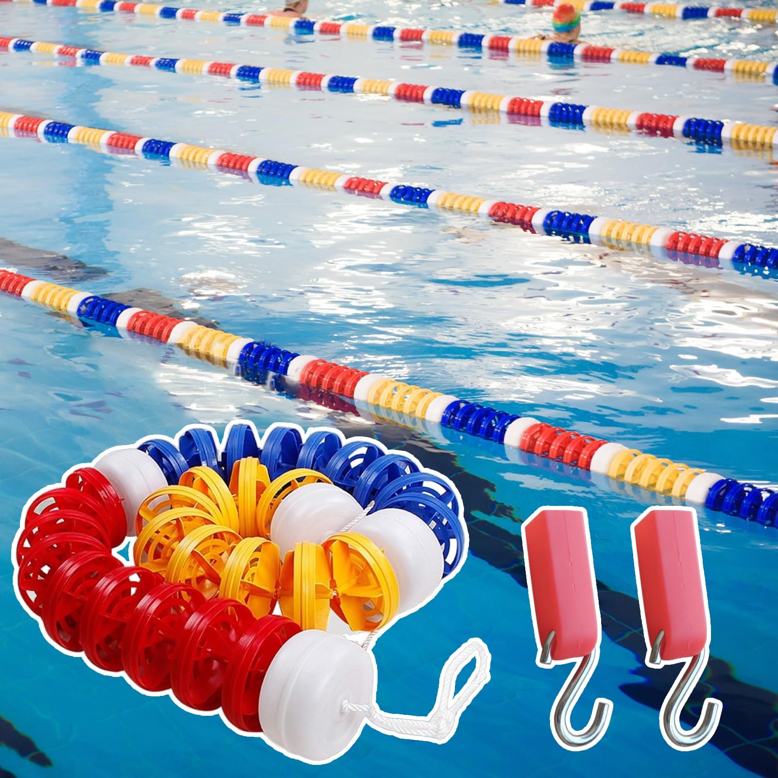 Kunovo Swimming Pool Safety Divider Rope & Float Kits, UV Protection Strong Buoyancy Pool Break Waves Safety Rope, Swimming Competition Divider Line (Color : Steel Wire Rope, Size : 1m(3.2ft))