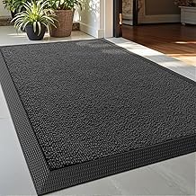DEXI Entrance Door Mat, 50 x 80 cm, Entrance Mat, Non-Slip, Washable, Low Profile, Anti-Dirt for Hallway, Garden, Yard, Grey