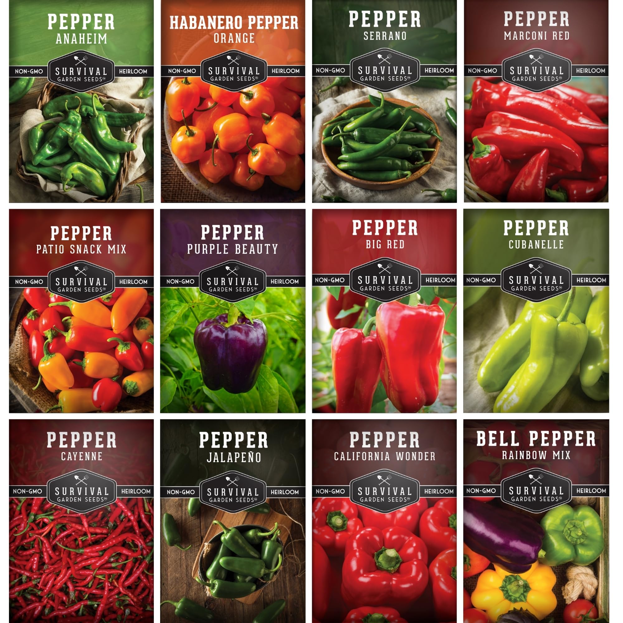 Survival Garden Seeds 12 Variety Pepper Pack