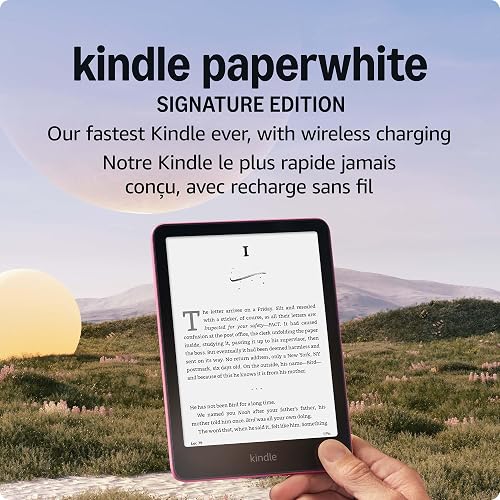 Amazon Kindle Paperwhite Signature Edition 32GB (newest model) – Our fastest Kindle with auto-adjusting front light, wireless charging, and weeks of battery life – Metallic Raspberry