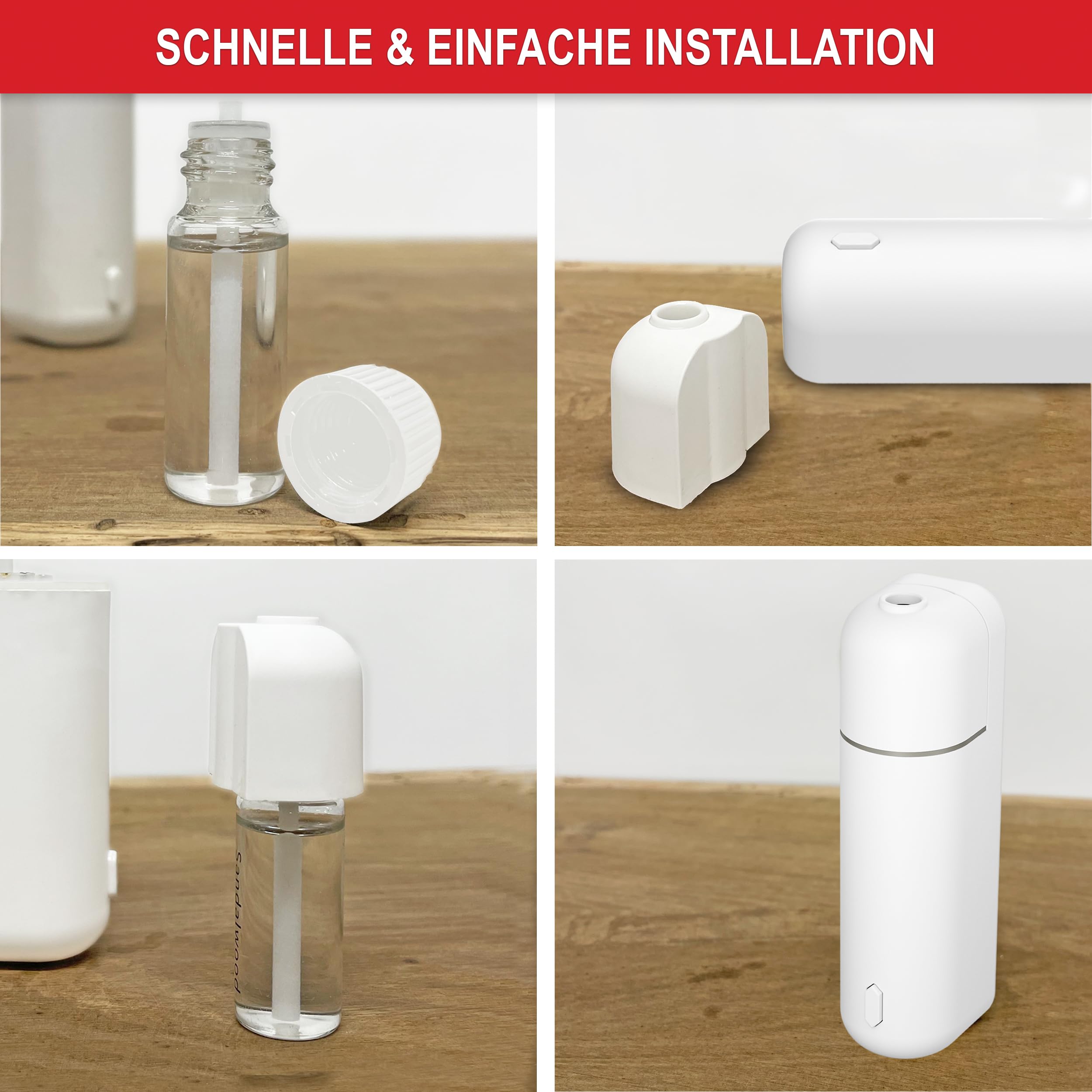 ONBEST Lufterfrischer - für ätherische Öle - Kabellos mit Akku - automatischer Start/Stop - Ultraschall Diffuser - inkl. 6 natürlicher Düfte - perfekt fürs Auto oder Innenraum (Nachfüllset)