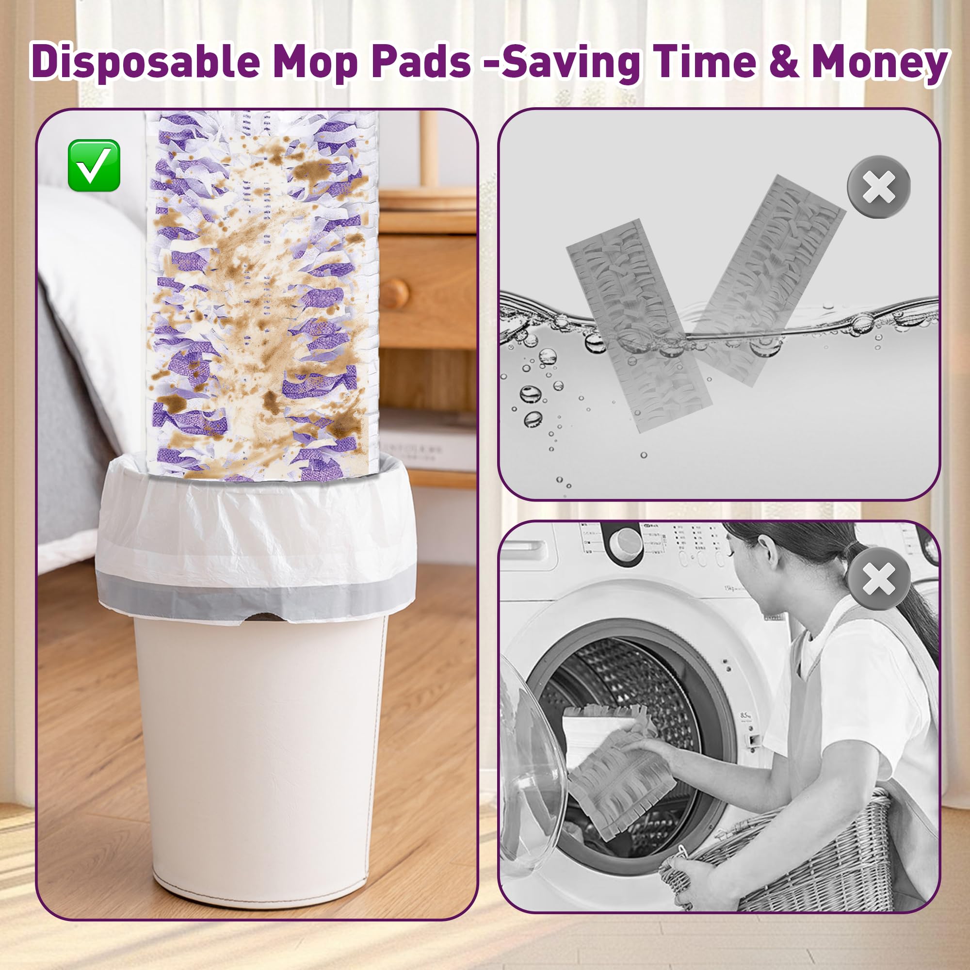 Funtin Almohadillas de mopa Power Mop para Swiffer PowerMop, recambios de fregona desechables sin perfume, almohadilla de repuesto gruesa multisuperficie, uso seco y húmedo para limpieza de suelos (40