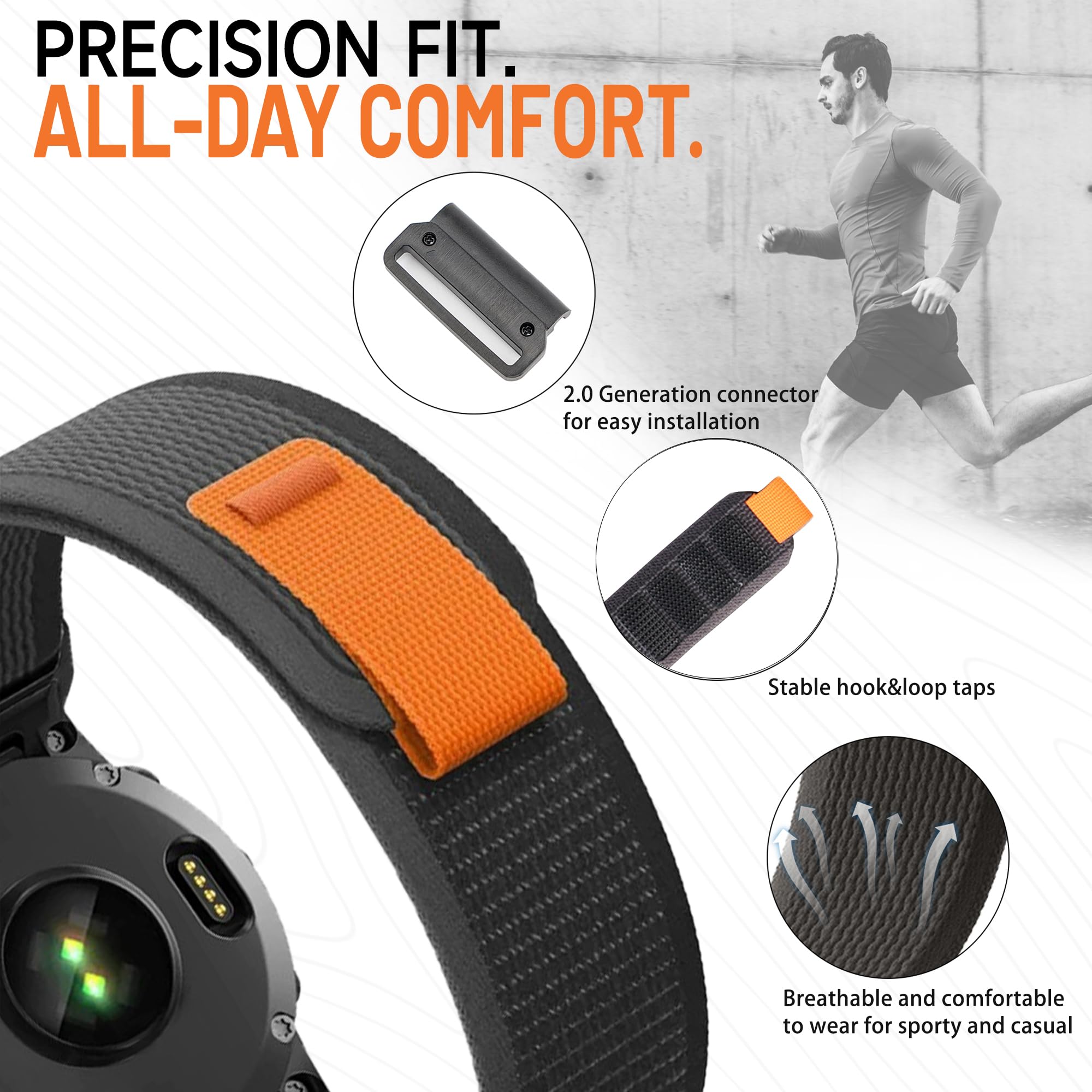 Watch Bands Compatible With Garmin Fenix 7 Pro 6 Pro 5 plus Instinct 1 2 Forerunner 965 955 945 935,22mm Velcro/Alpine loop Nylon Watchband For Garmin S60 S62 Descent G1 Epix Pro For Men