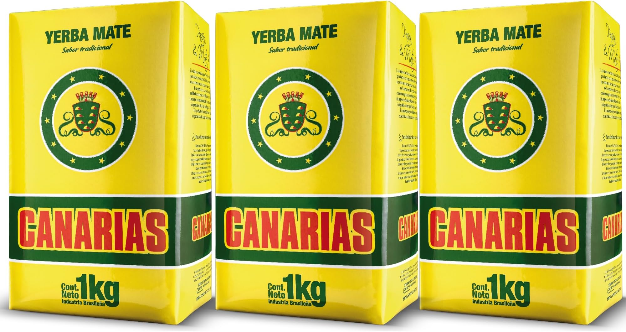 Yerba Mate Traditional 2.2 lb - Uruguayan Yerba Mate Tea - Ground Leaf Without Stems (Sin Palo) - Strong & Full-Bodied Flavor (Pack of 3)
