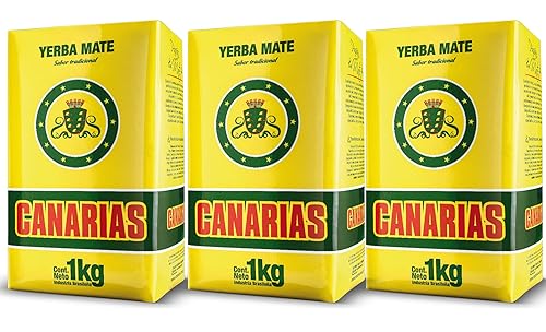 Canarias Yerba Mate - Té tradicional de yerba mate uruguaya de 2.2 libras, hoja molida sin tallos (Sin Palo), sabor fuerte y con cuerpo (paquete de